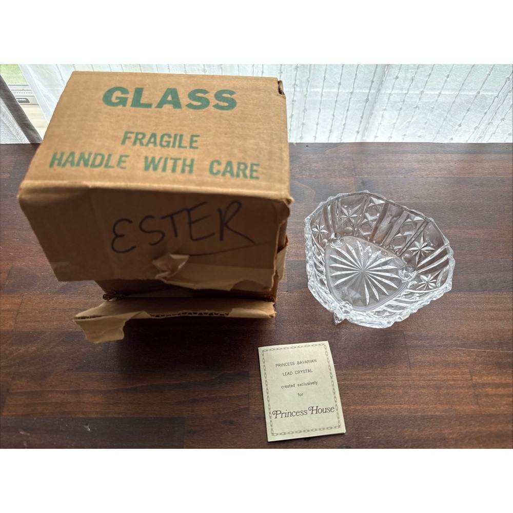 New Vintage Princess House 479 Crystal Glass 5 Inch Dish With Feet